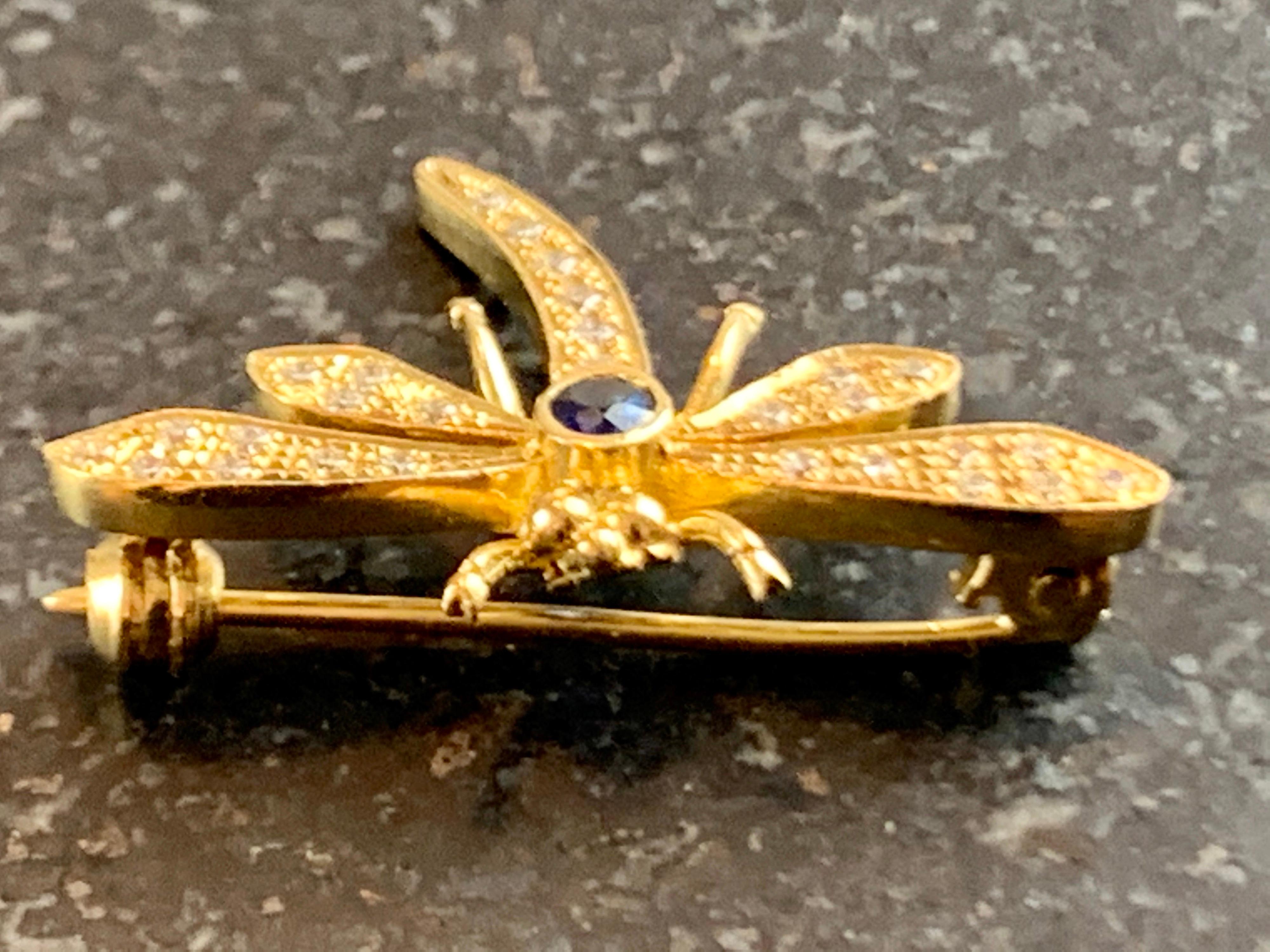 18 Karat Gold and Diamond Dragonfly Booch 9