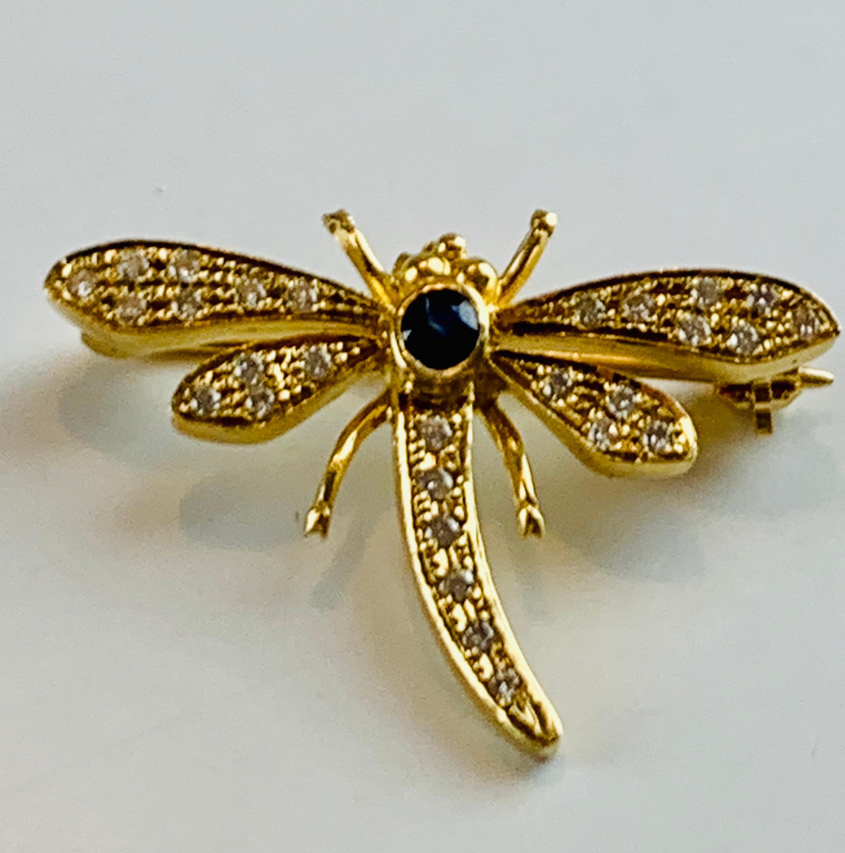 18 Karat Gold and Diamond Dragonfly Booch 1