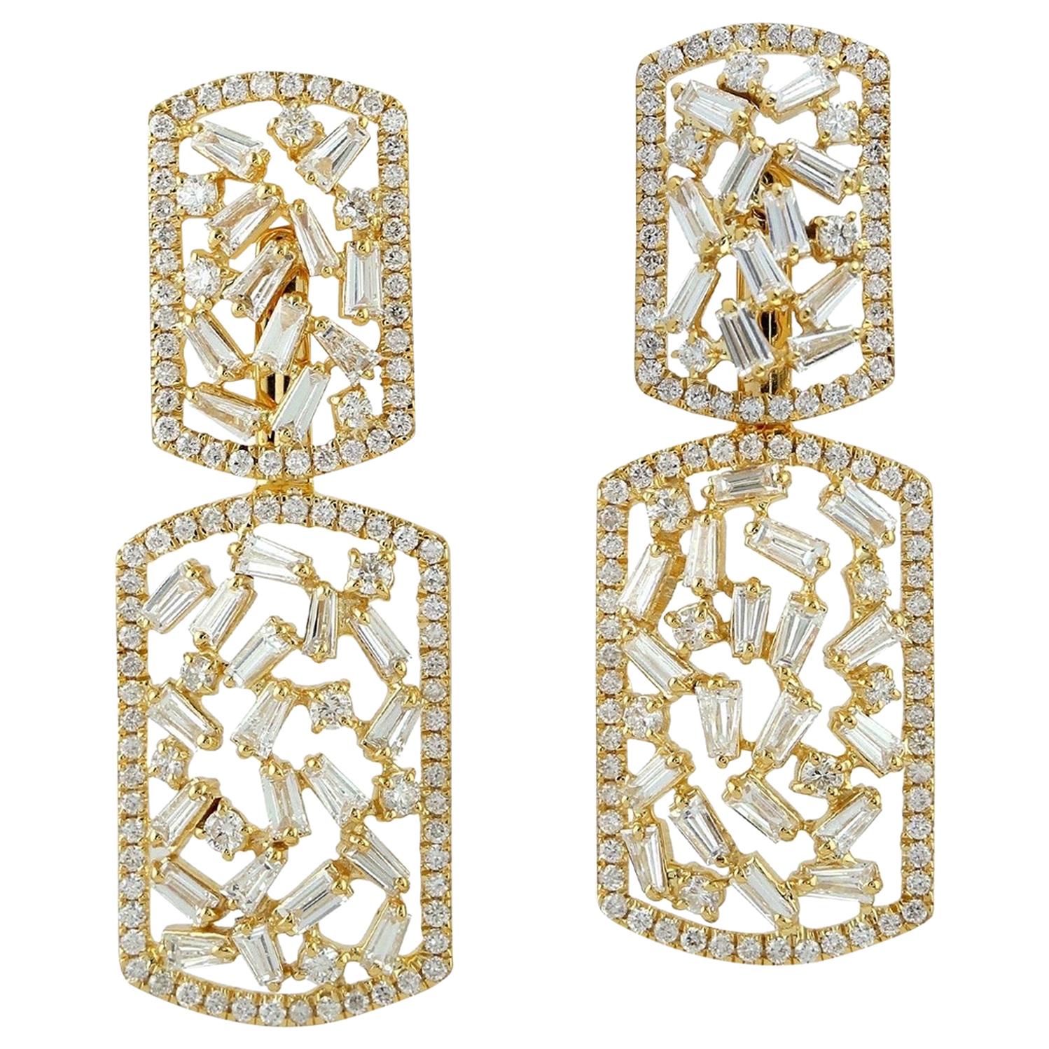 18 Karat Gold Diamond Ear Jacket Earrings