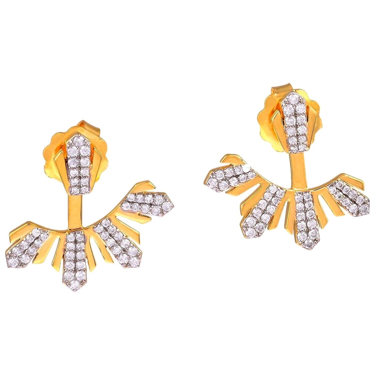 18 Karat Gold Diamond Ear Jacket Earrings