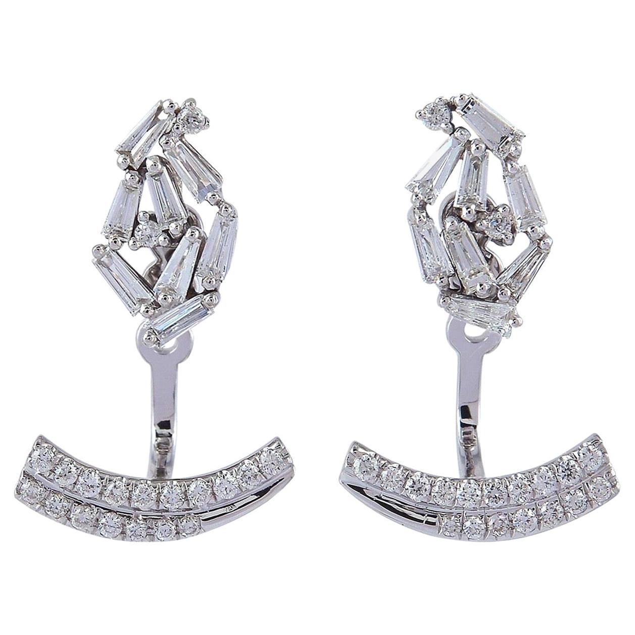 18 Karat Gold Diamond Ear Jackets Earrings For Sale