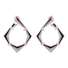 Boucles d'oreilles abstraites en or 18 carats, diamants et émail