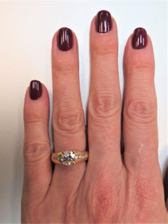 18 Karat Gold Diamond Engagement Ring Set with 1.22 Carat Round Diamond by Nova