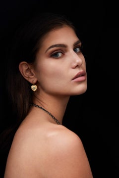 18 Karat Gold & Diamond Eye Love Hoops