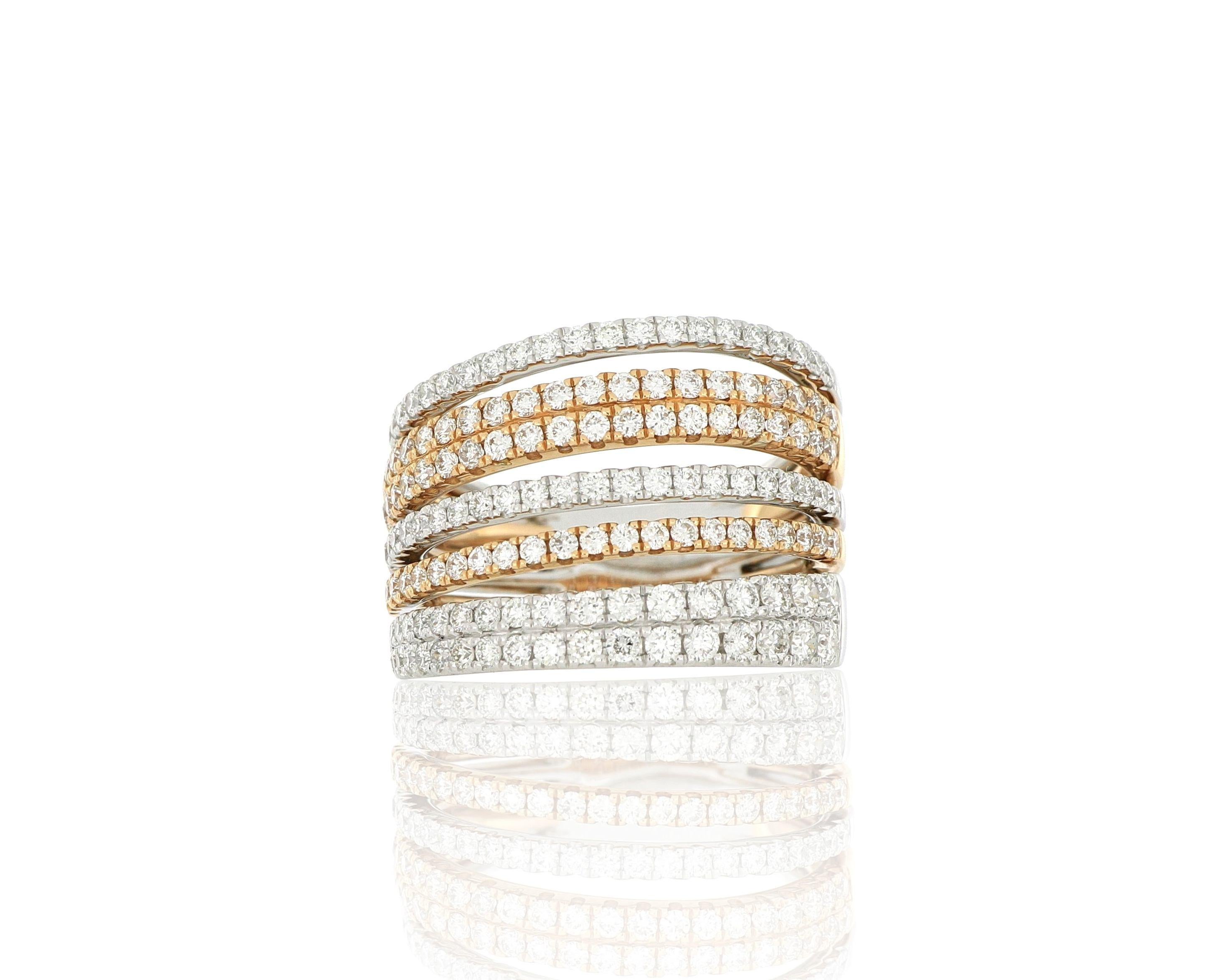 Ein stilvoller und eleganter Diamantring, bestehend aus Brillanten mit einem Gewicht von ca. 1,56 Karat, gefasst in 18 Karat Weiß- und Roségold.
O'Che 1867 ist bekannt für seine hochwertigen Schmuckkollektionen mit fabelhaftem Design. Unsere