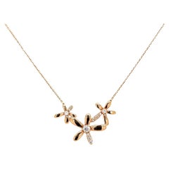 18 Karat Gold Diamond Flower Motif Necklace