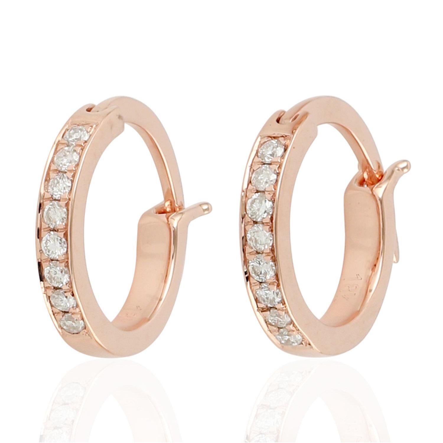 18k gold diamond huggie earrings