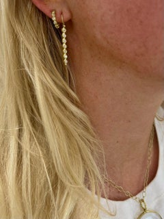 Faye Kim 18 Karat Gold Diamond Granulation Bead Line Earrings
