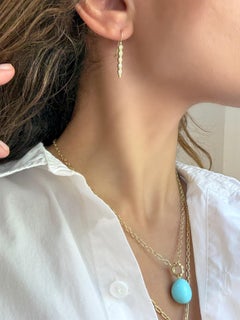 Faye Kim 18 Karat Gold Diamond Granulation Bead Line Earrings