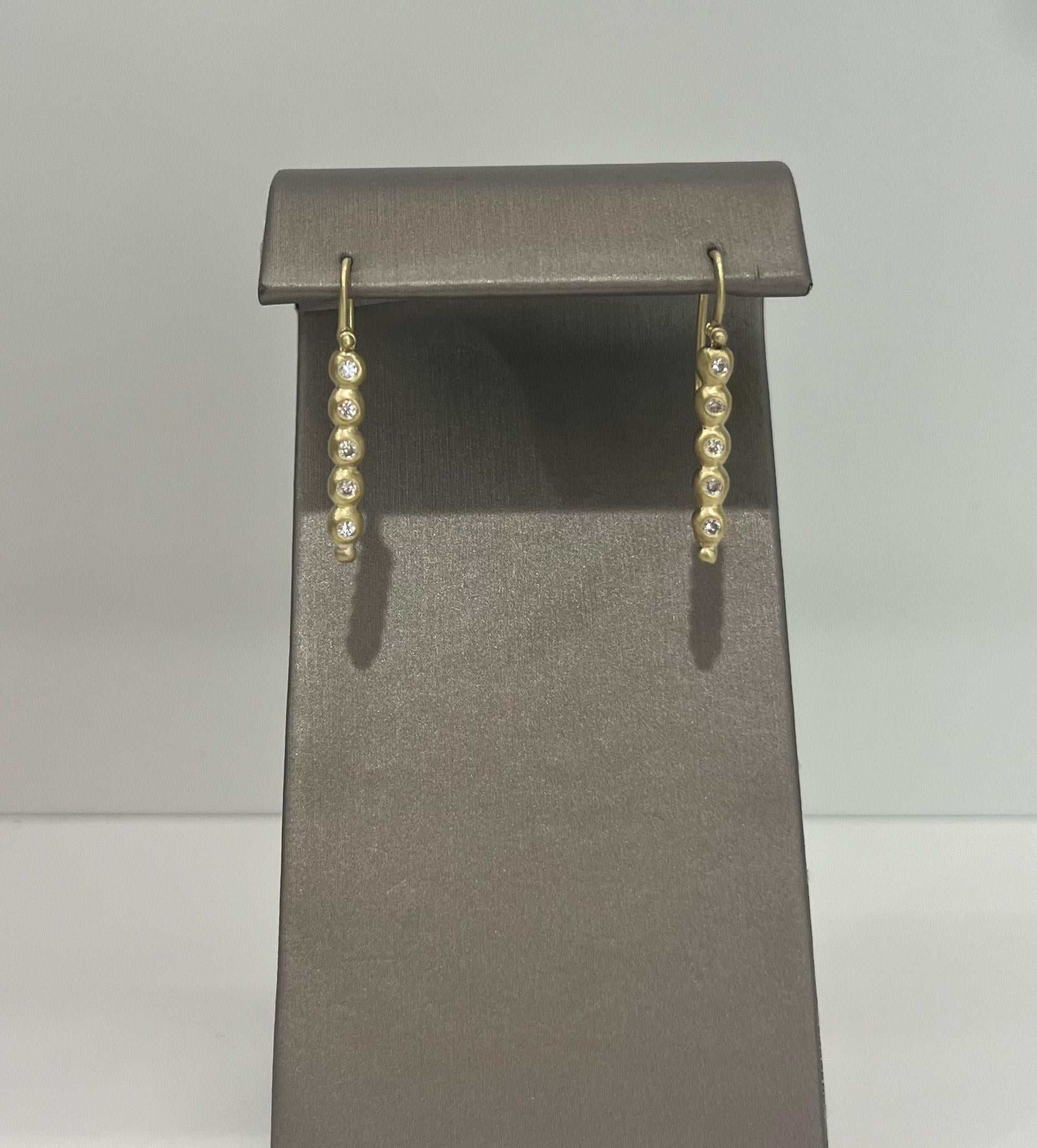 18 Karat Gold Diamant-Granulation Perlen Linie Ohrringe (Zeitgenössisch) im Angebot