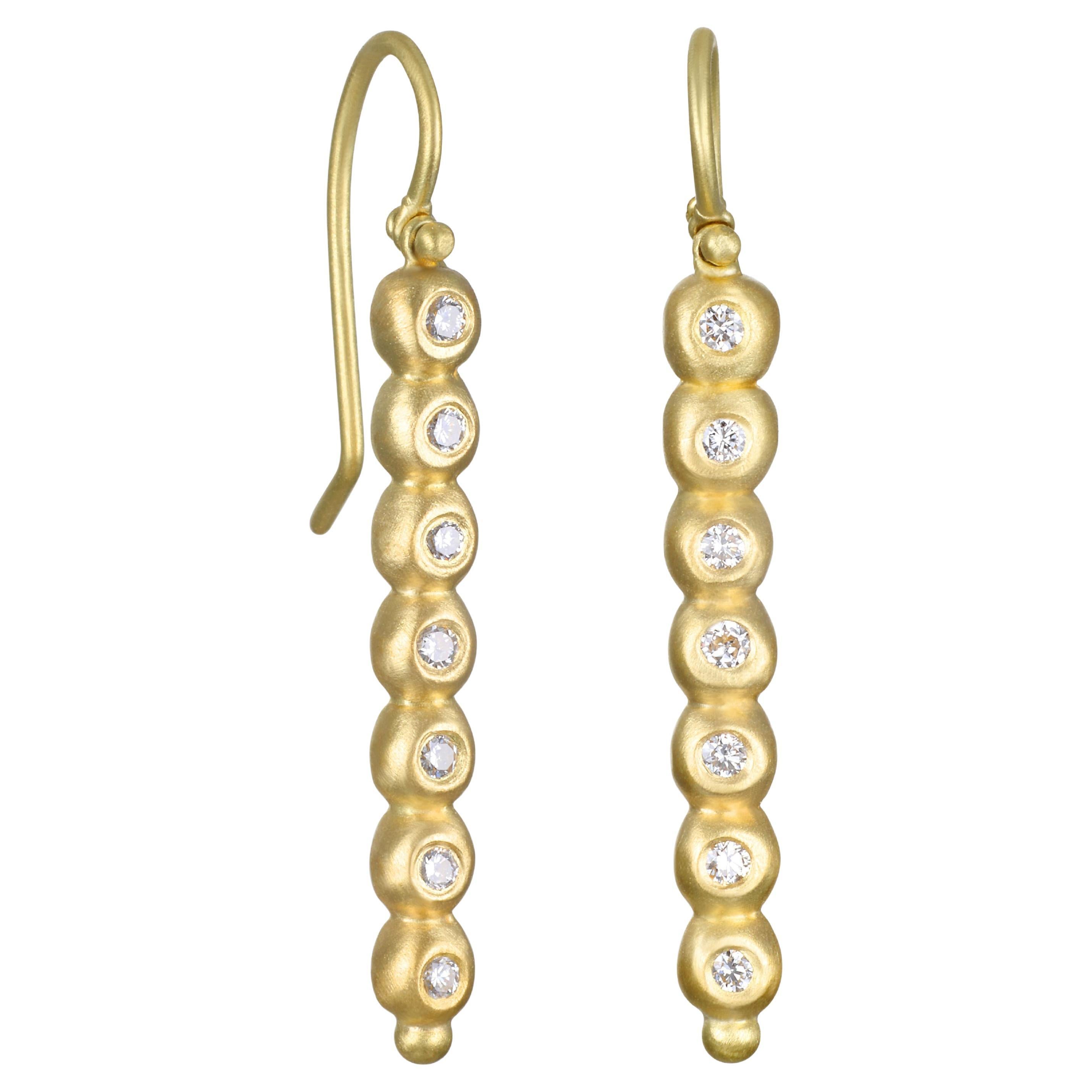 18 Karat Gold Diamant-Granulation Perlen Linie Ohrringe im Angebot