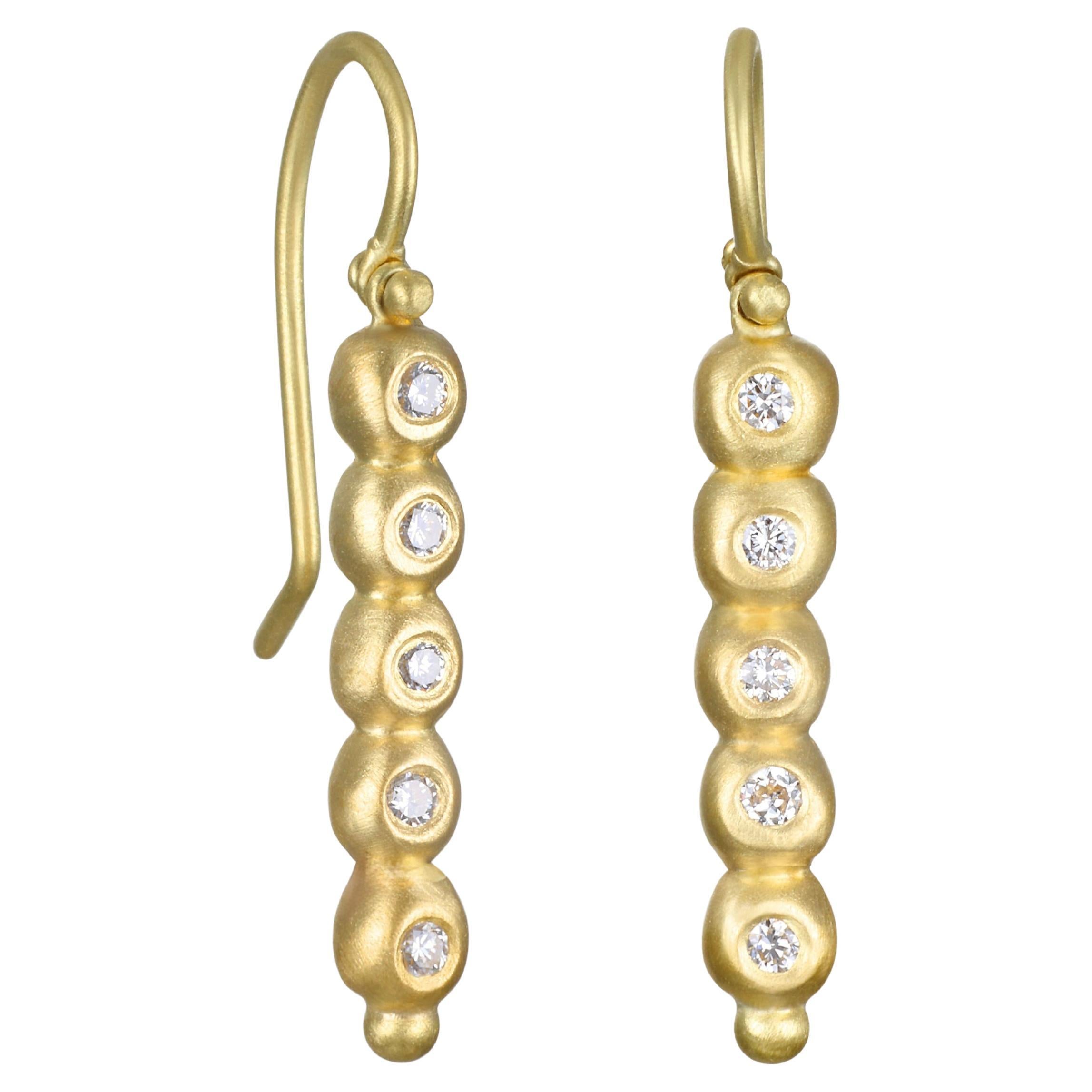 18 Karat Gold Diamant-Granulation Perlen Linie Ohrringe