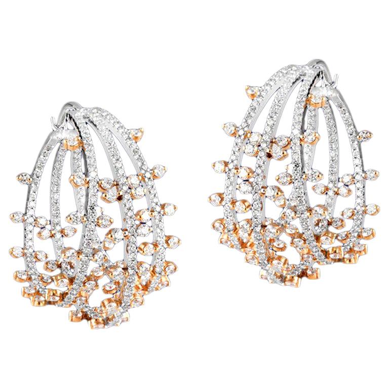 Weiße Diamant-Ohrringe aus 18 Karat Gold im Angebot