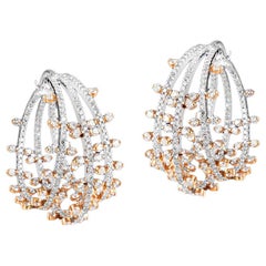 White Diamond 18k Gold Hoop Earrings