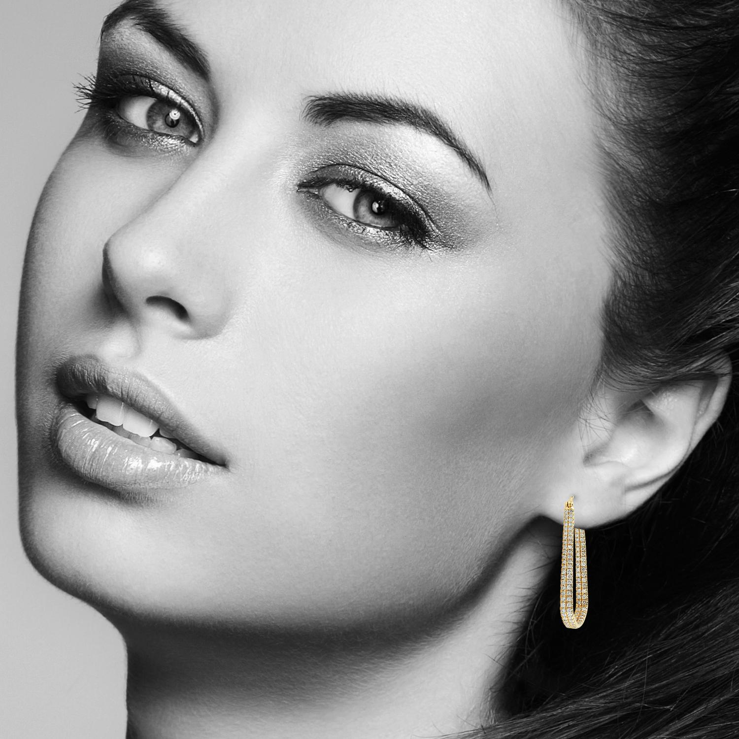 Cast from 18-karat yellow gold, these inside out hoop earrings are hand set with 1.76 carats of pave diamonds.

FOLLOW  MEGHNA JEWELS storefront to view the latest collection & exclusive pieces.  Meghna Jewels is proudly rated as a Top Seller on