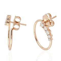 Diamond Hoop 18 Karat Gold Spiral Earrings