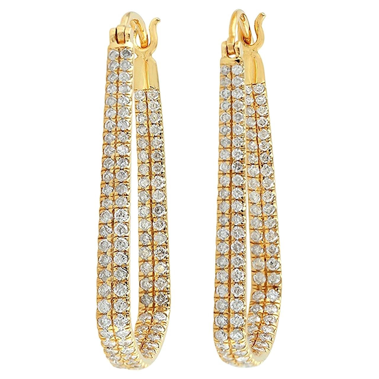 18 Karat Gold Inside Out Diamond Hoop Earrings