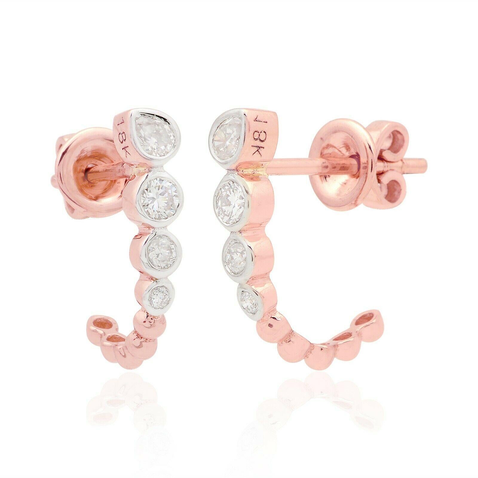 Moderne Boucles d'oreilles créoles en or 18 carats et diamants en vente