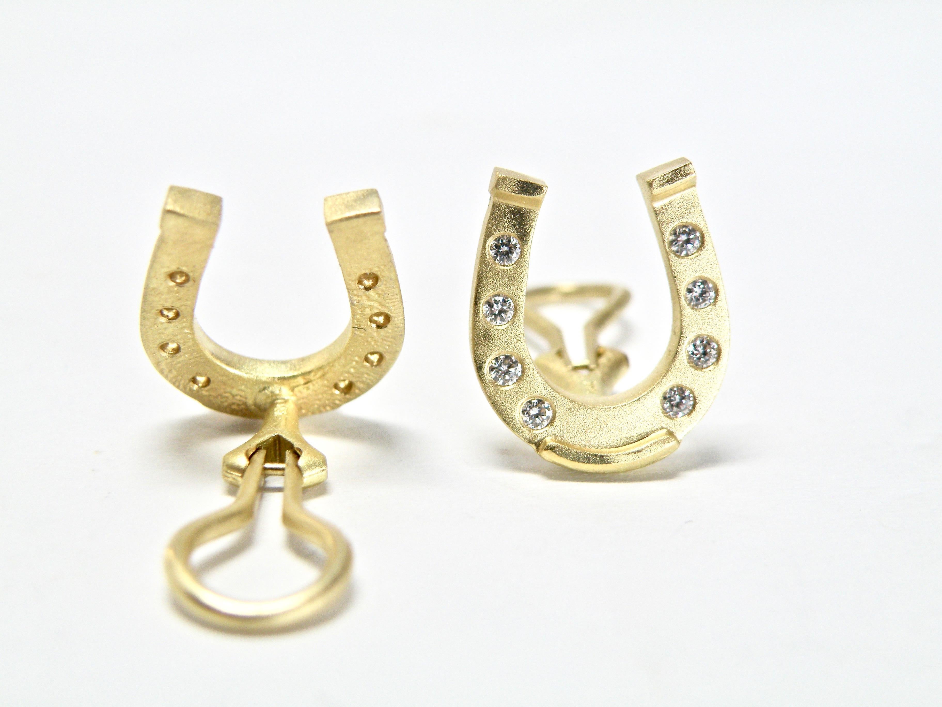 18 Karat Gold und Diamant Hufeisen-Ohrringe (Brillantschliff) im Angebot