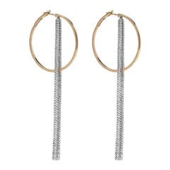 18 Karat Gold Diamond Icicle Hoop with Tassel Earrings