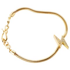 18 Karat Gold Diamond Lightening Bolt Snake Chain Bracelet