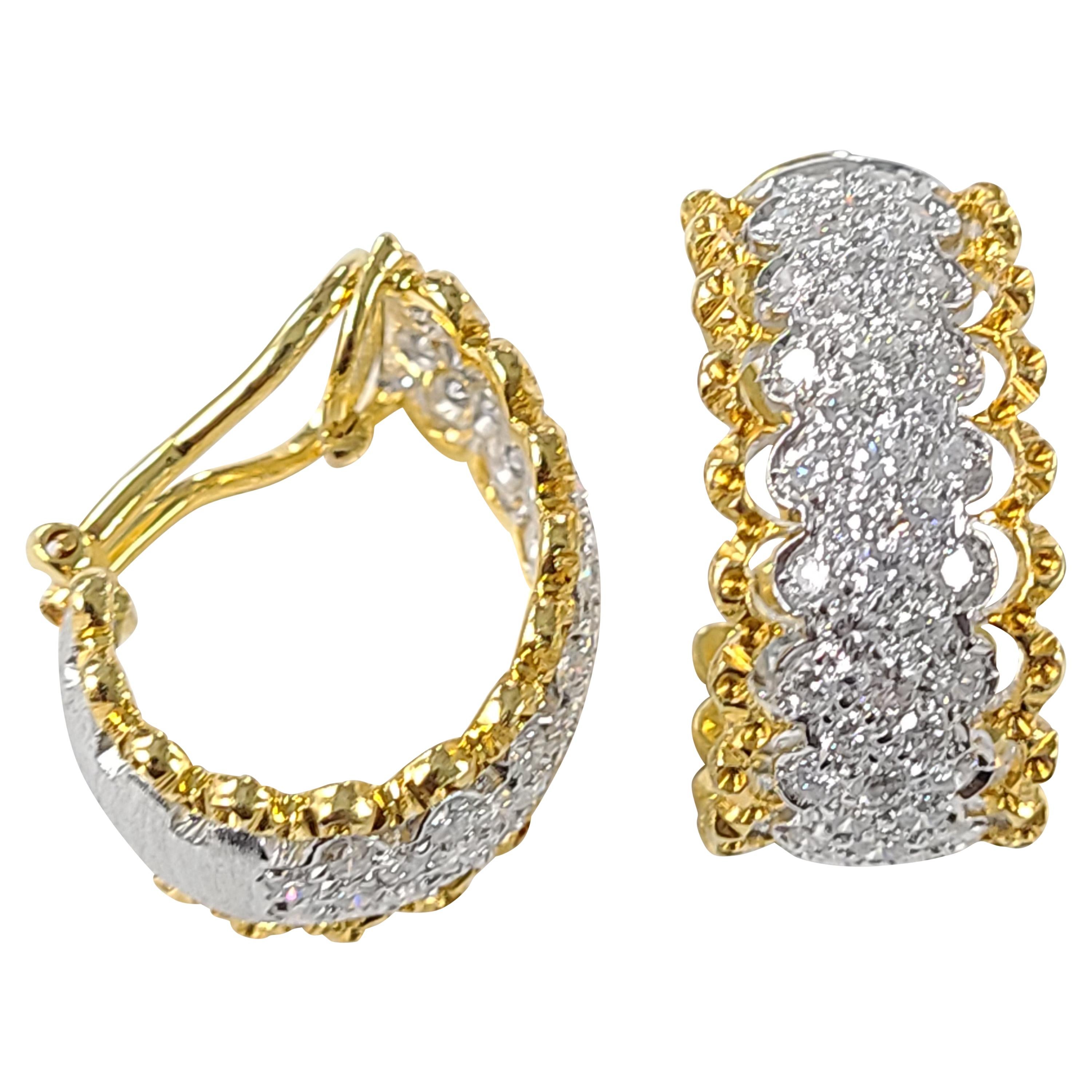 18 Karat Gold Diamond Loop Earrings