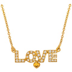 18 Karat Gold Diamond Love Necklace