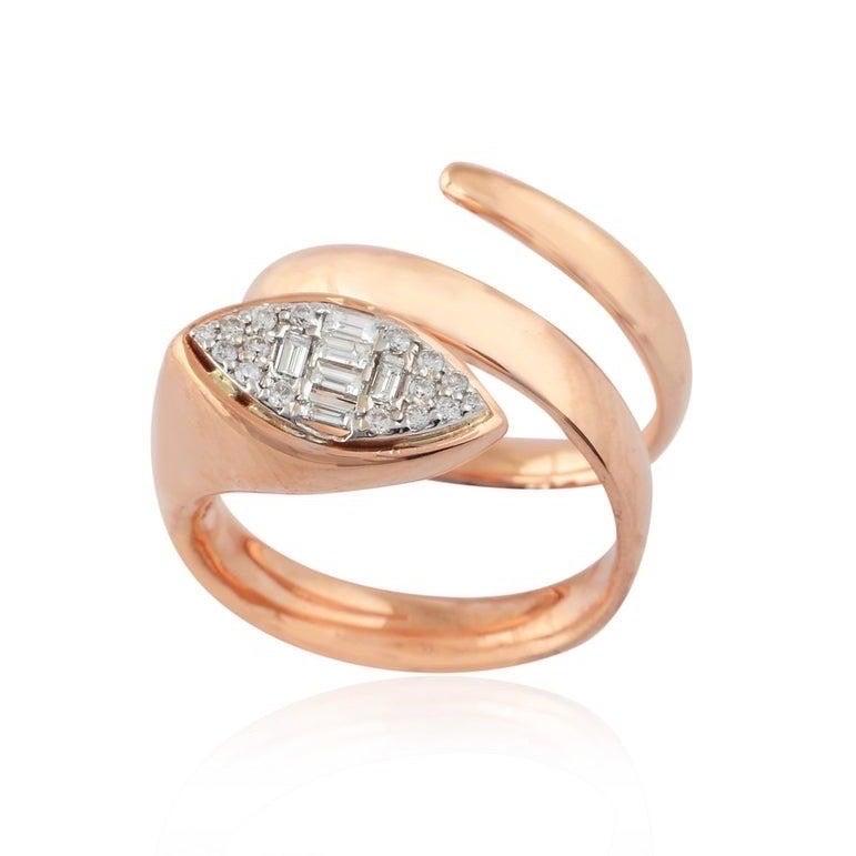 For Sale:  18 Karat Gold Diamond Marquise Spiral Ring 2