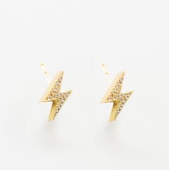 18 Karat Gold Diamond Pave Lightening Bolt Earrings