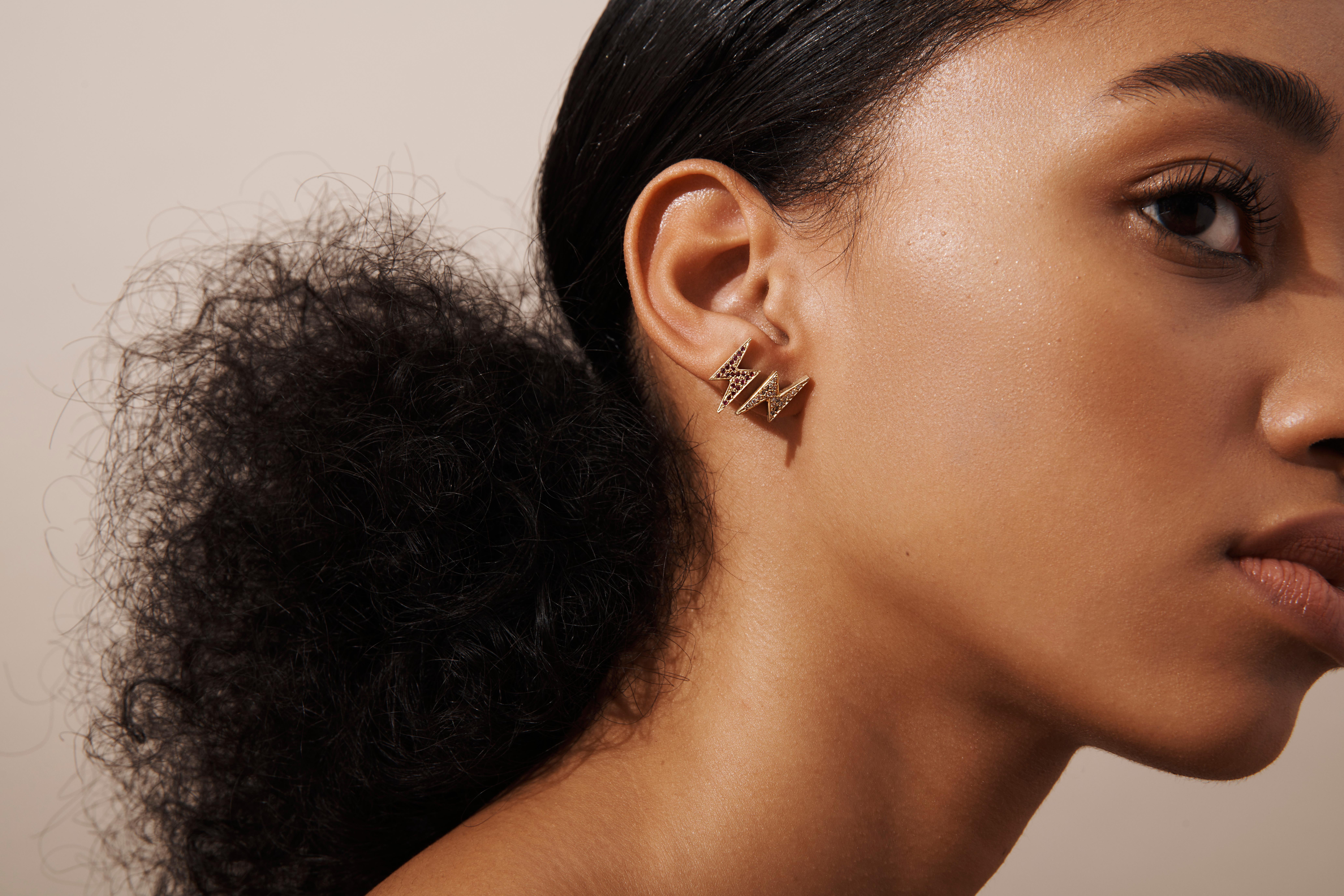 pave lightning bolt earrings