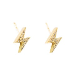 18 Karat Gold Diamond Pave Lightening Bolt Earrings