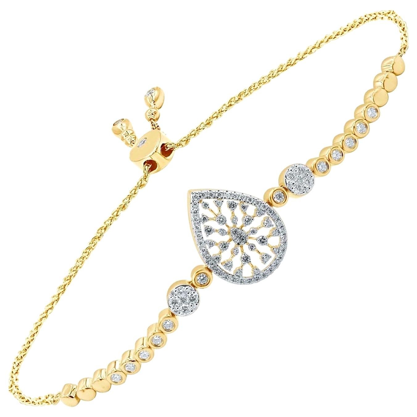 18 Karat Gold Diamond Pear Snowflakes Bracelet