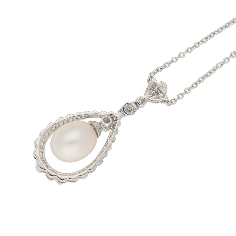 Pearl drop necklace white gold Clearance