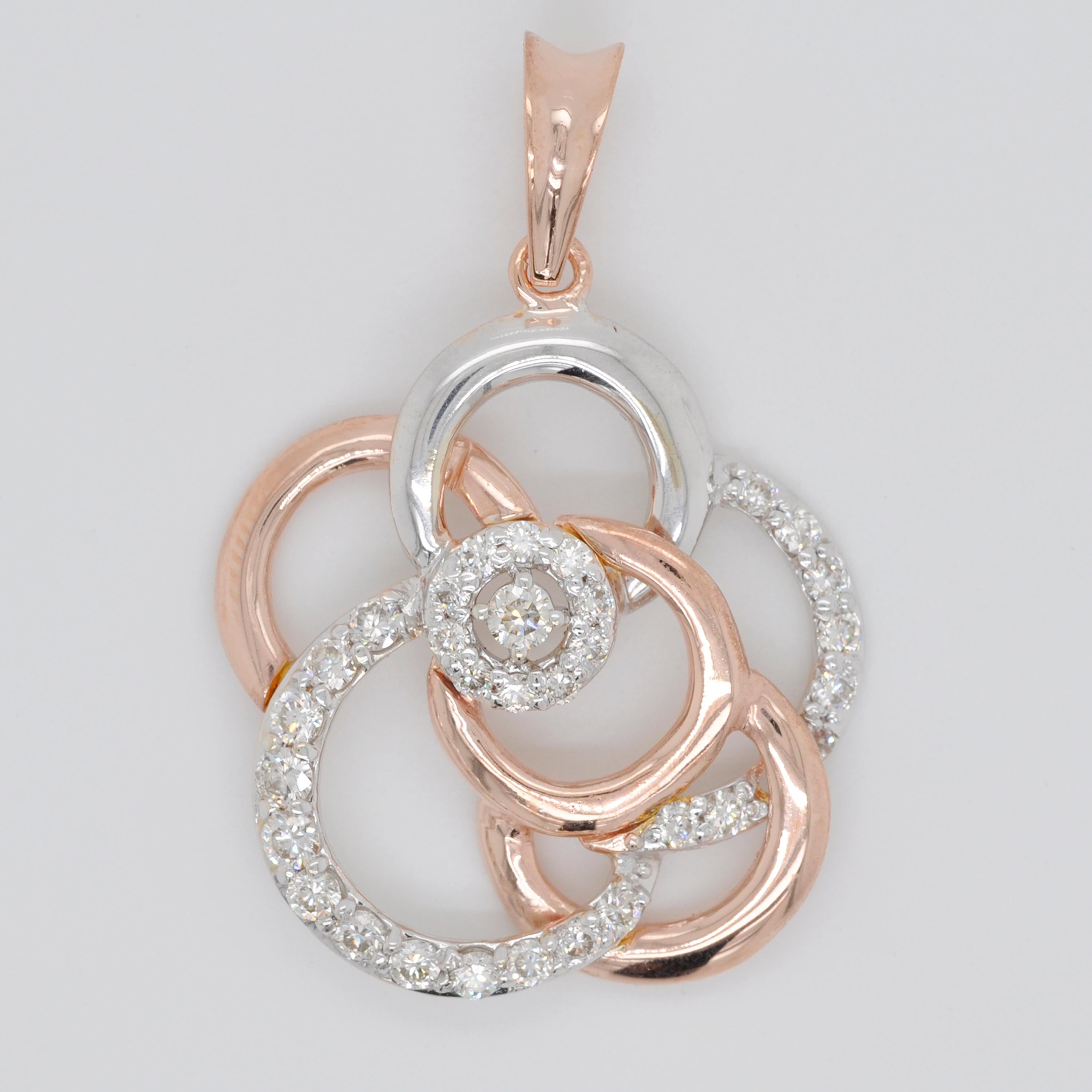 18 Karat Gold Diamant-Rosenblumen-Anhänger-Halskette (Zeitgenössisch) im Angebot