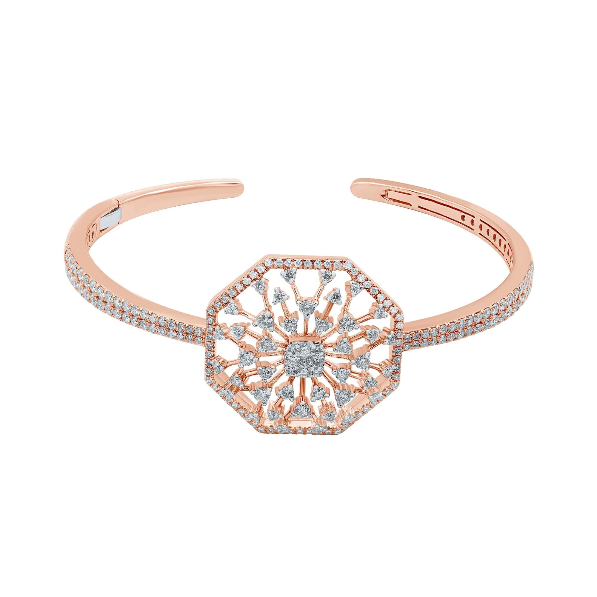 18 Karat Gold Diamond Round Snowflakes Bracelet For Sale 4