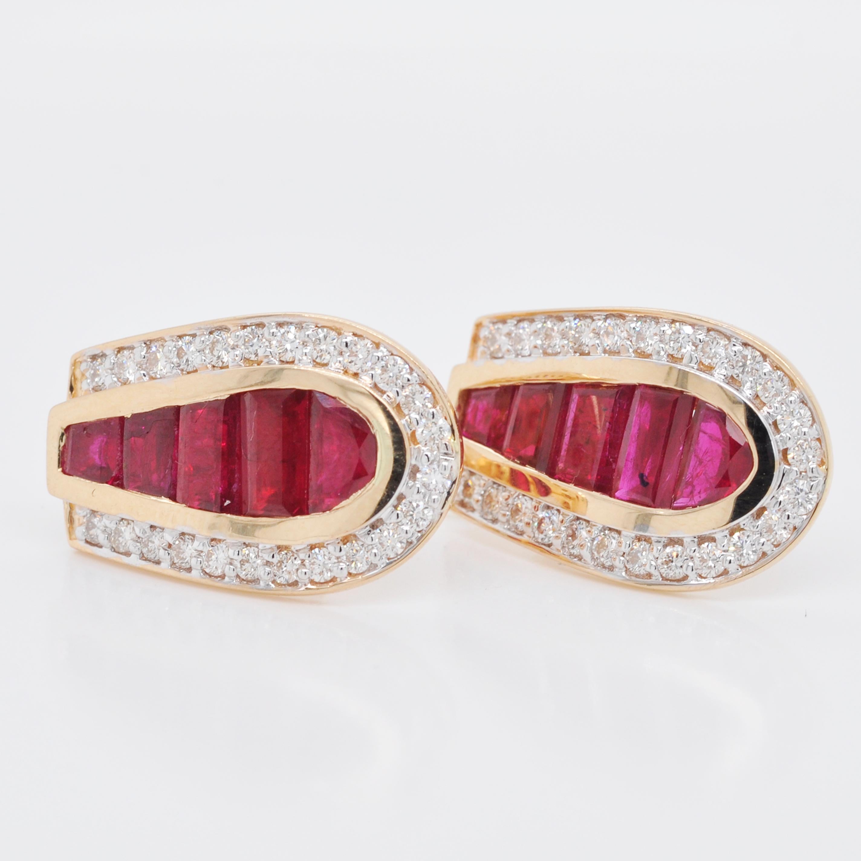 18 Karat Gold Diamond Burma Ruby Baguette Pendant Necklace Earring Ring Set 4