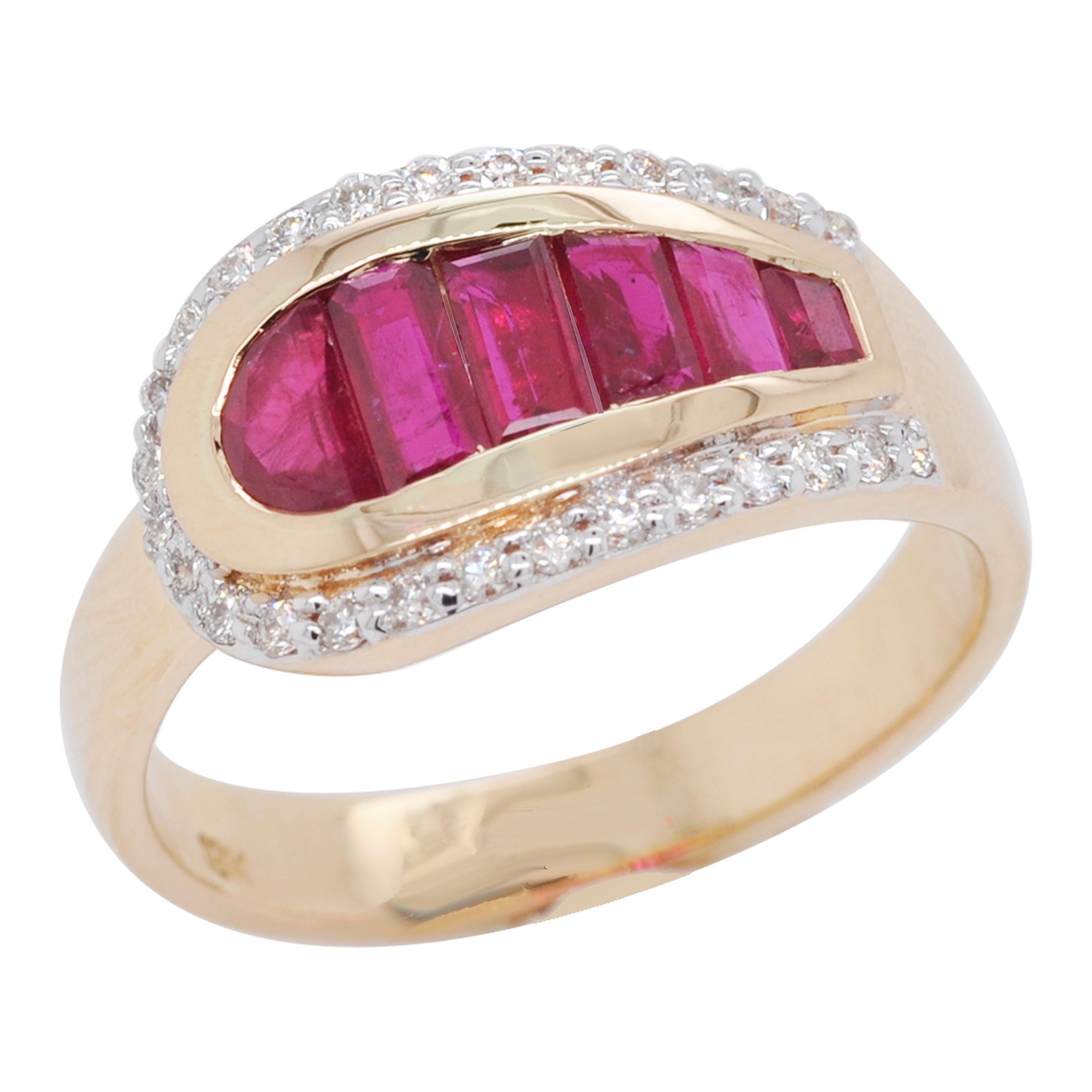 18 Karat Gold Diamond Burma Ruby Baguette Pendant Necklace Earring Ring Set 9