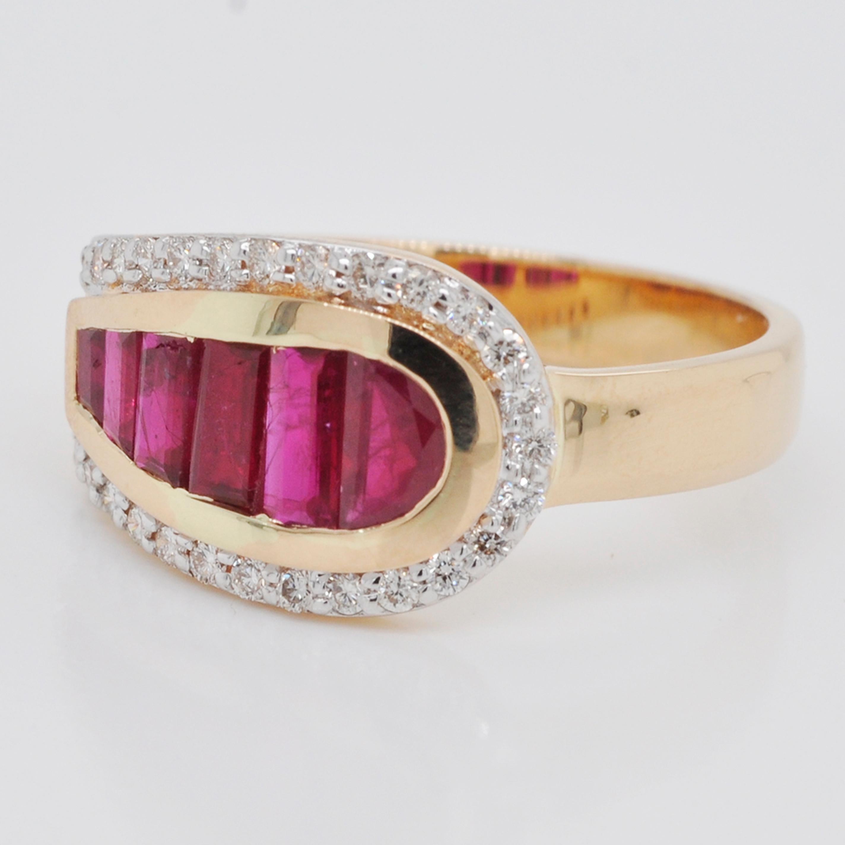 18 Karat Gold Diamond Burma Ruby Baguette Pendant Necklace Earring Ring Set 10