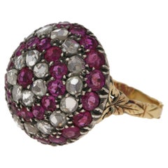 18 Karat Gold Diamond Ruby Bombe Ring