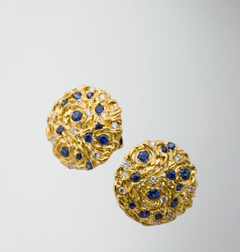 Boucles d'oreilles « Nuit étoilée » en or 18 carats, diamants et saphirs