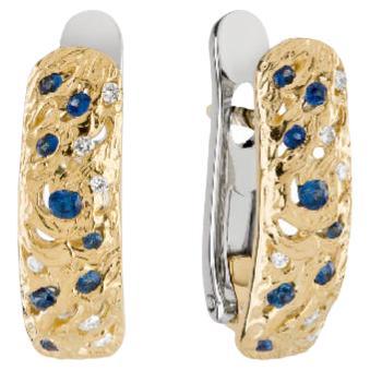 18 Karat Gold Diamond Sapphire Starry Night Earrings For Sale