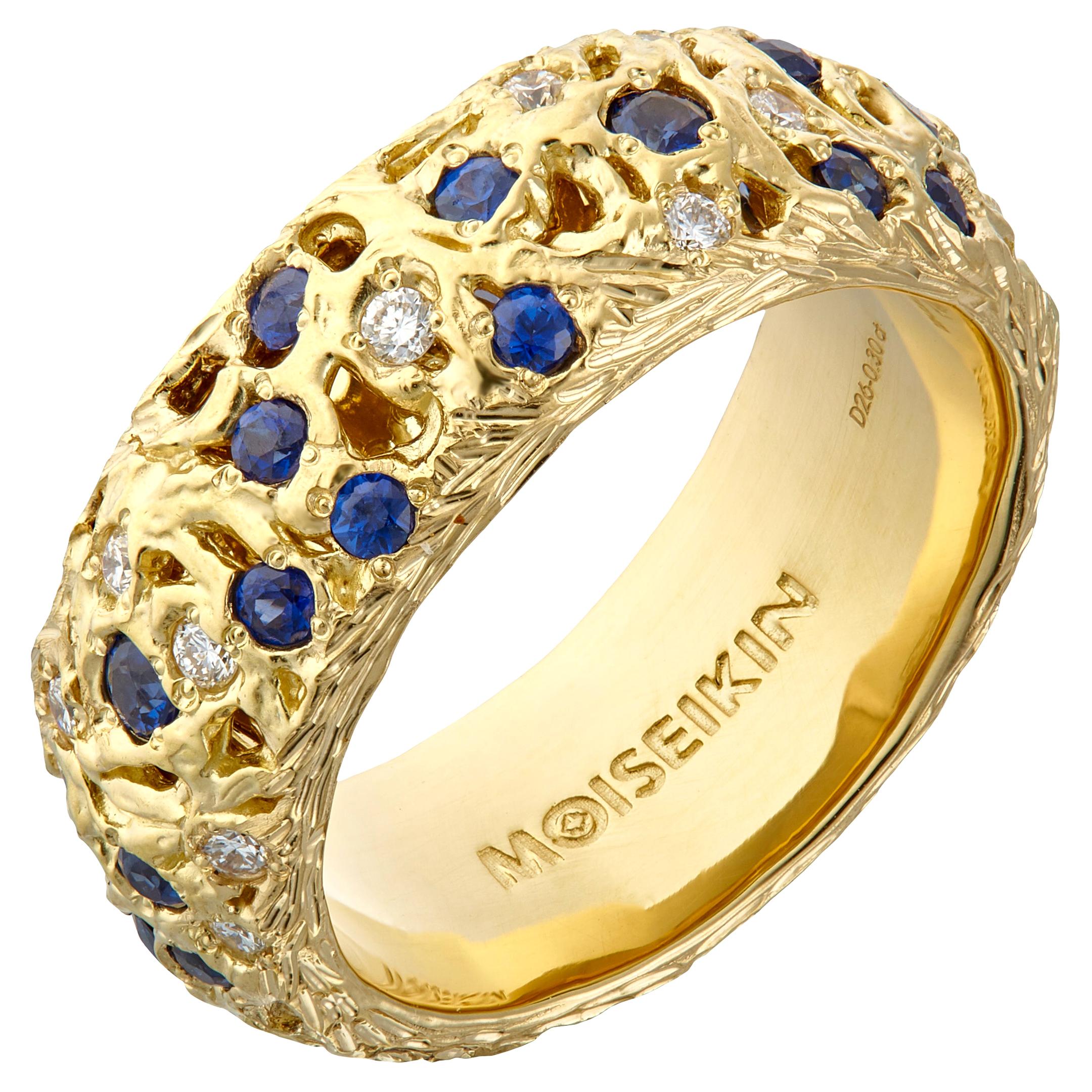 18 Karat Gold Diamond Sapphire Starry Night Infinity Ring