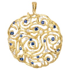 Collier pendentif de nuit étoilé en or 18 carats avec diamants et saphirs
