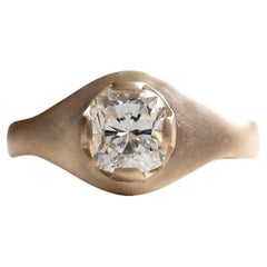 18 Karat Gold Diamant Siegelring, GIA-zertifizierter 1 Karat Diamant-Cocktailring
