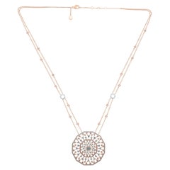 Grand collier pendentif flocon de neige en or 14 carats avec diamants