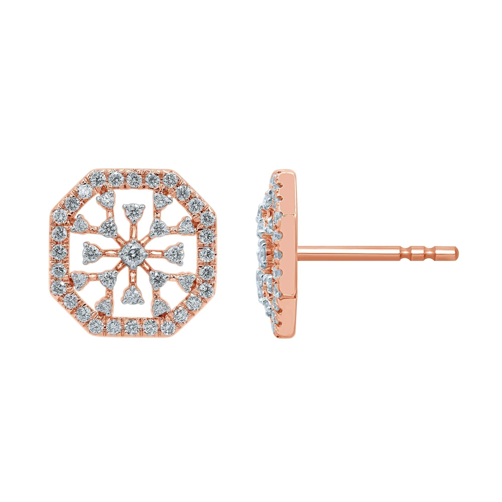 Collier pendentif flocon de neige en or 14 carats avec diamants, taille moyenne en vente 1
