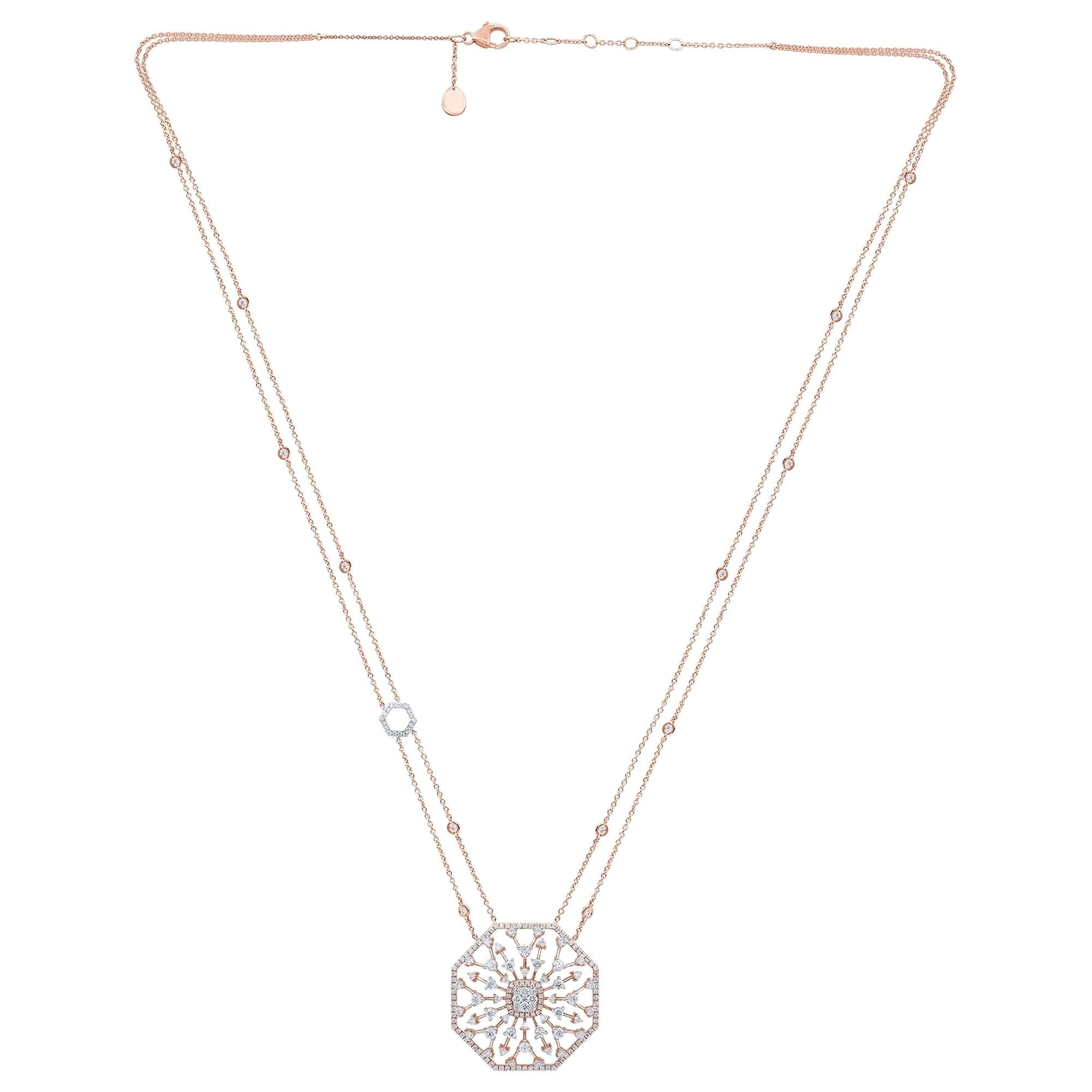 14 Karat Gold Diamant-Schneeflocken-Halskette mit Medium-Anhänger