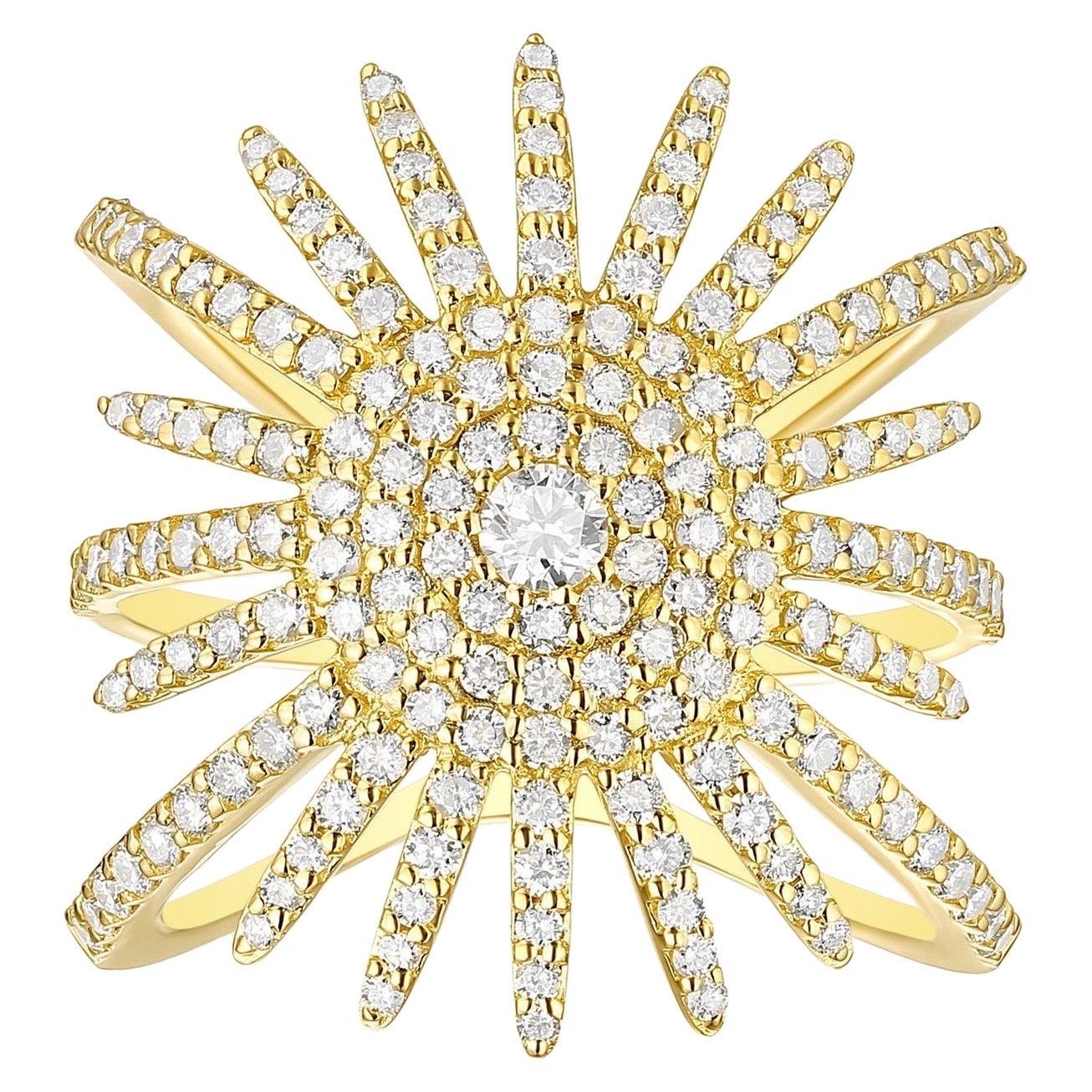 18 Karat Gold Diamond Starburst Ring