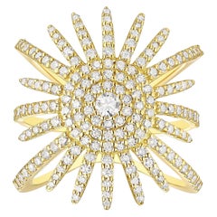 18 Karat Gold Diamond Starburst Ring