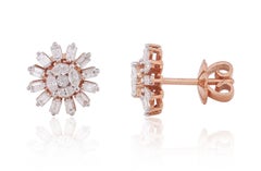 18 Karat Gold Diamond Starburst Stud Earrings